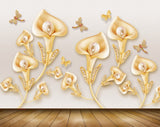 Avikalp MWZ0731 Orange Tulips Flowers Flies 3D HD Wallpaper
