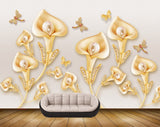 Avikalp MWZ0731 Orange Tulips Flowers Flies 3D HD Wallpaper