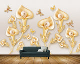 Avikalp MWZ0731 Orange Tulips Flowers Flies 3D HD Wallpaper