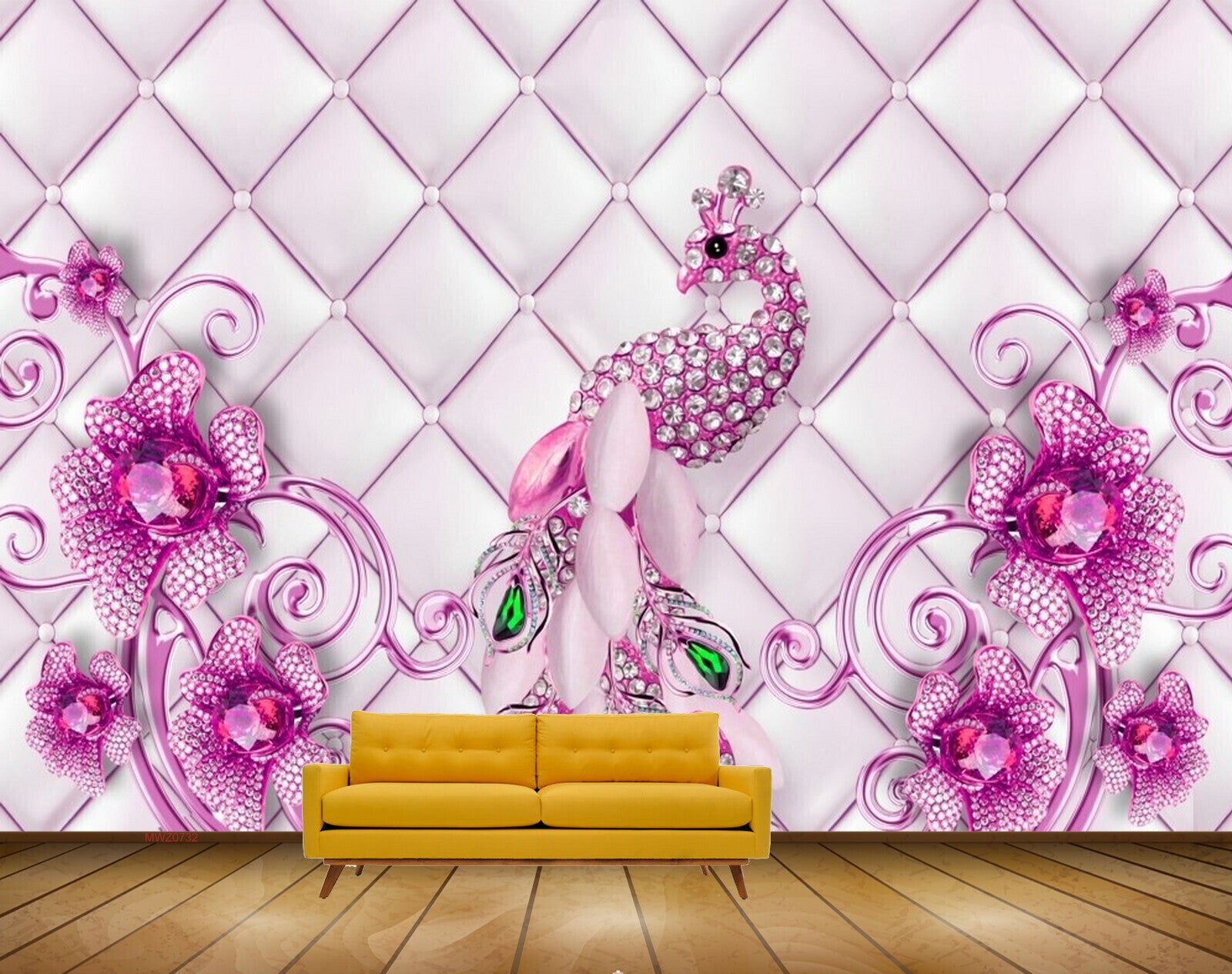 Avikalp MWZ0732 Pink Peacock Flowers HD Wallpaper