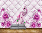Avikalp MWZ0732 Pink Peacock Flowers 3D HD Wallpaper