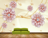 Avikalp MWZ0735 Pink Flowers Pearls HD Wallpaper