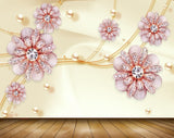 Avikalp MWZ0735 Pink Flowers Pearls 3D HD Wallpaper