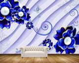 Avikalp MWZ0739 Blue Flowers Butterflies 3D HD Wallpaper