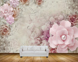Avikalp MWZ0742 Pink White Leaves 3D HD Wallpaper