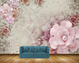 Avikalp MWZ0742 Pink White Leaves 3D HD Wallpaper