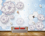 Avikalp MWZ0746 White Flowers Butterflies HD Wallpaper