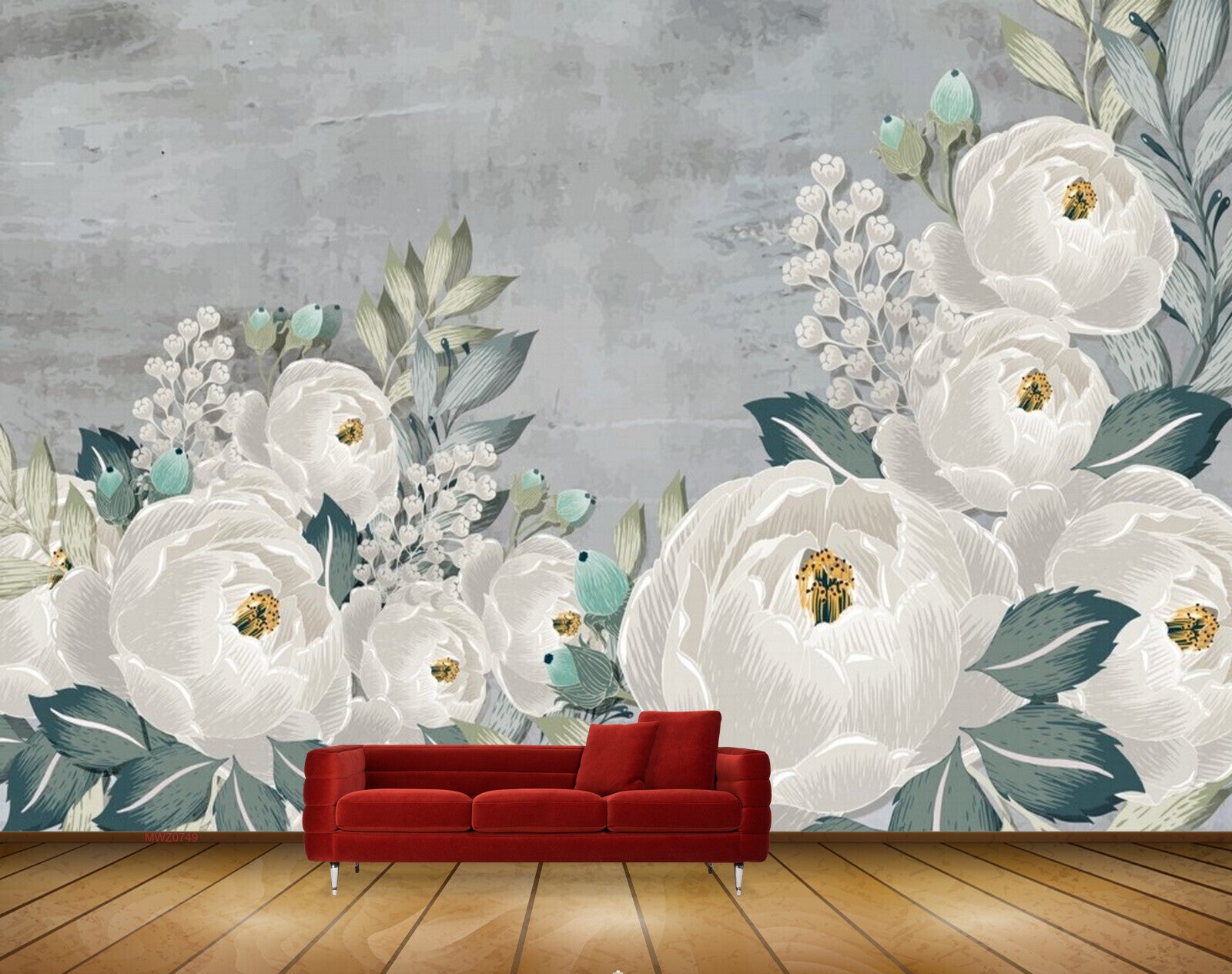 Avikalp MWZ0749 White Flowers Leaves HD Wallpaper