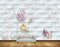 Avikalp MWZ0750 White Pink Flowers Butterflies Fishes HD Wallpaper