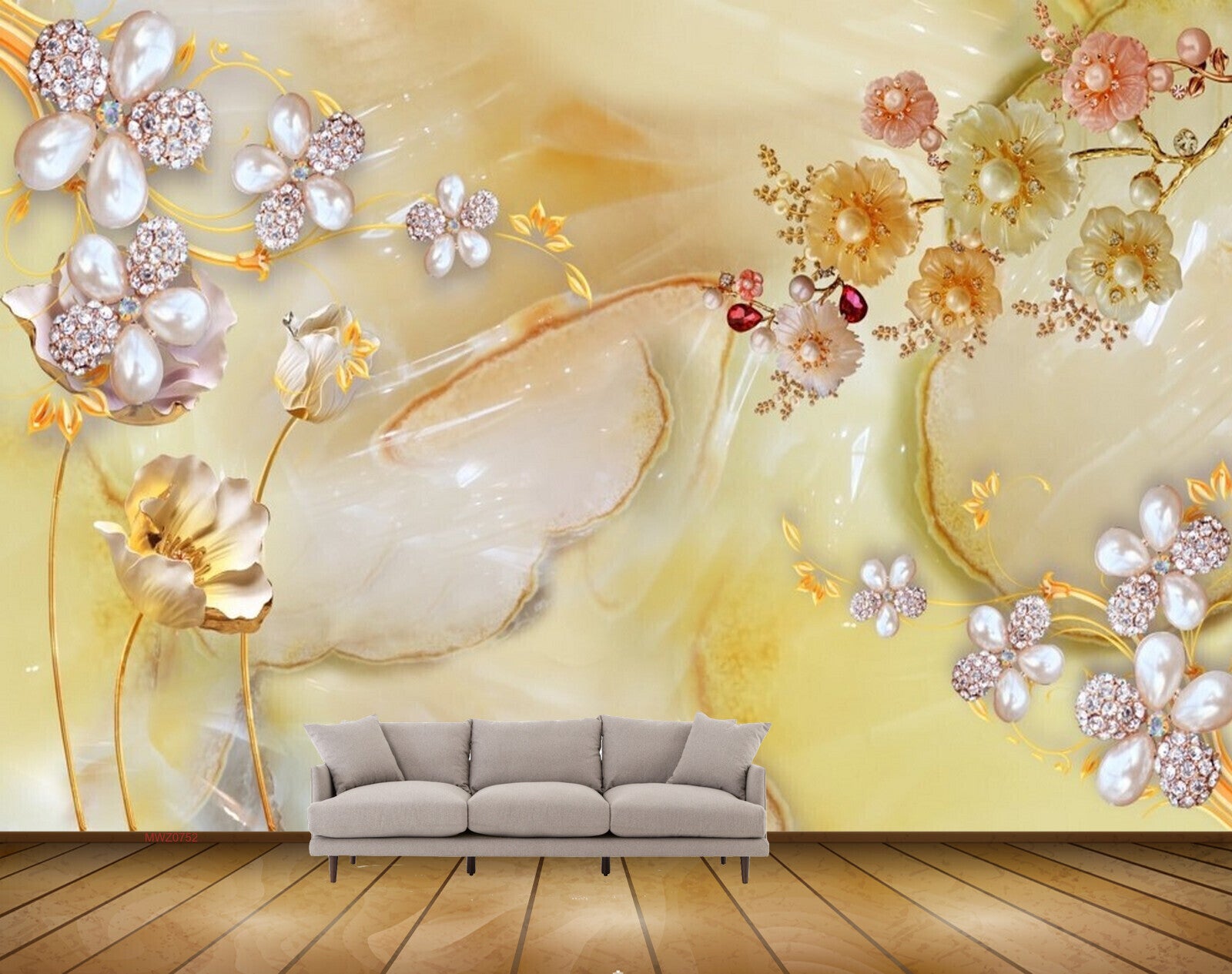 Avikalp MWZ0752 White Yellow Flowers 3D HD Wallpaper