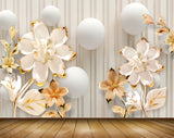 Avikalp MWZ0756 White Pink Flowers Leaves 3D HD Wallpaper