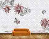 Avikalp MWZ0767 White Purple Flowers Butterflies 3D HD Wallpaper