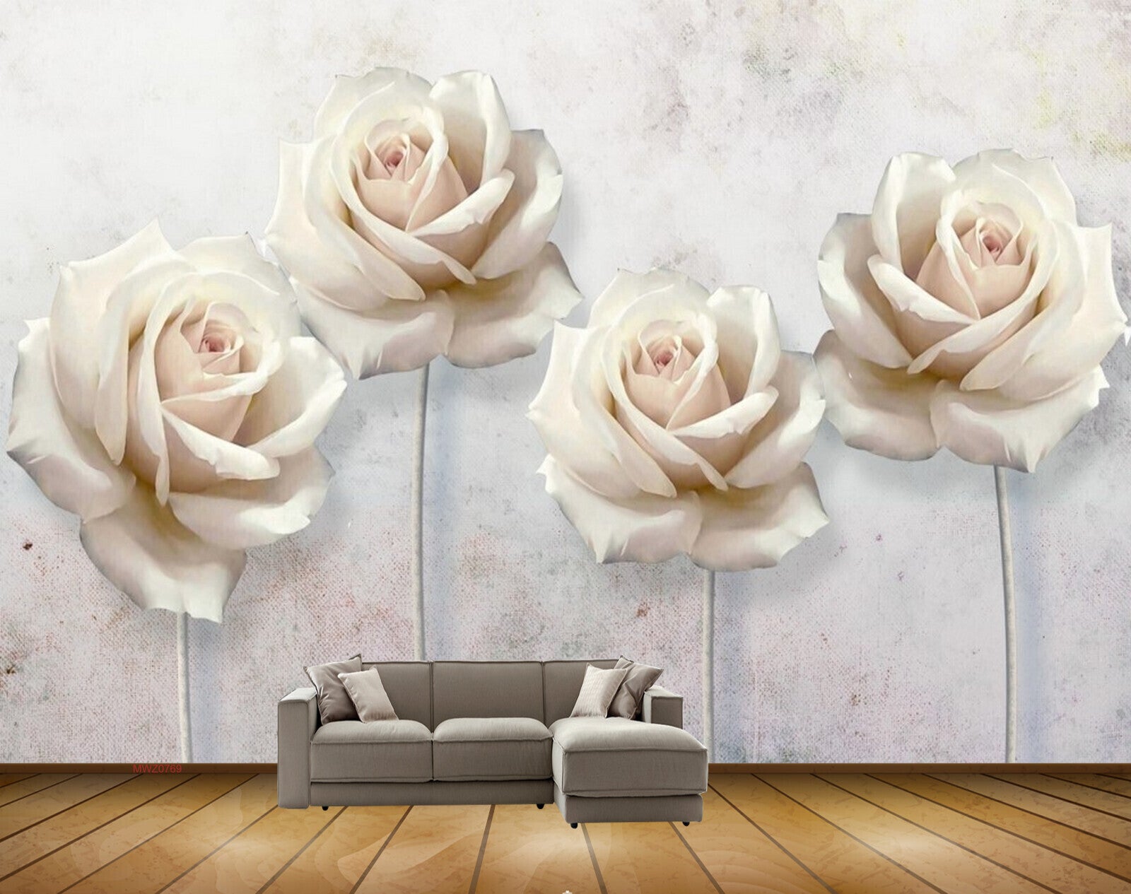 Avikalp MWZ0769 White Flowers 3D HD Wallpaper