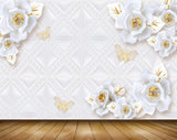 Avikalp MWZ0770 Butterflies White Flowers 3D HD Wallpaper