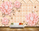 Avikalp MWZ0772 Pink Flowers Leaves Butterflies 3D HD Wallpaper