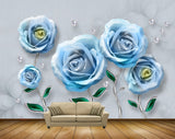 Avikalp MWZ0778 Blue Flowers Leaves HD Wallpaper