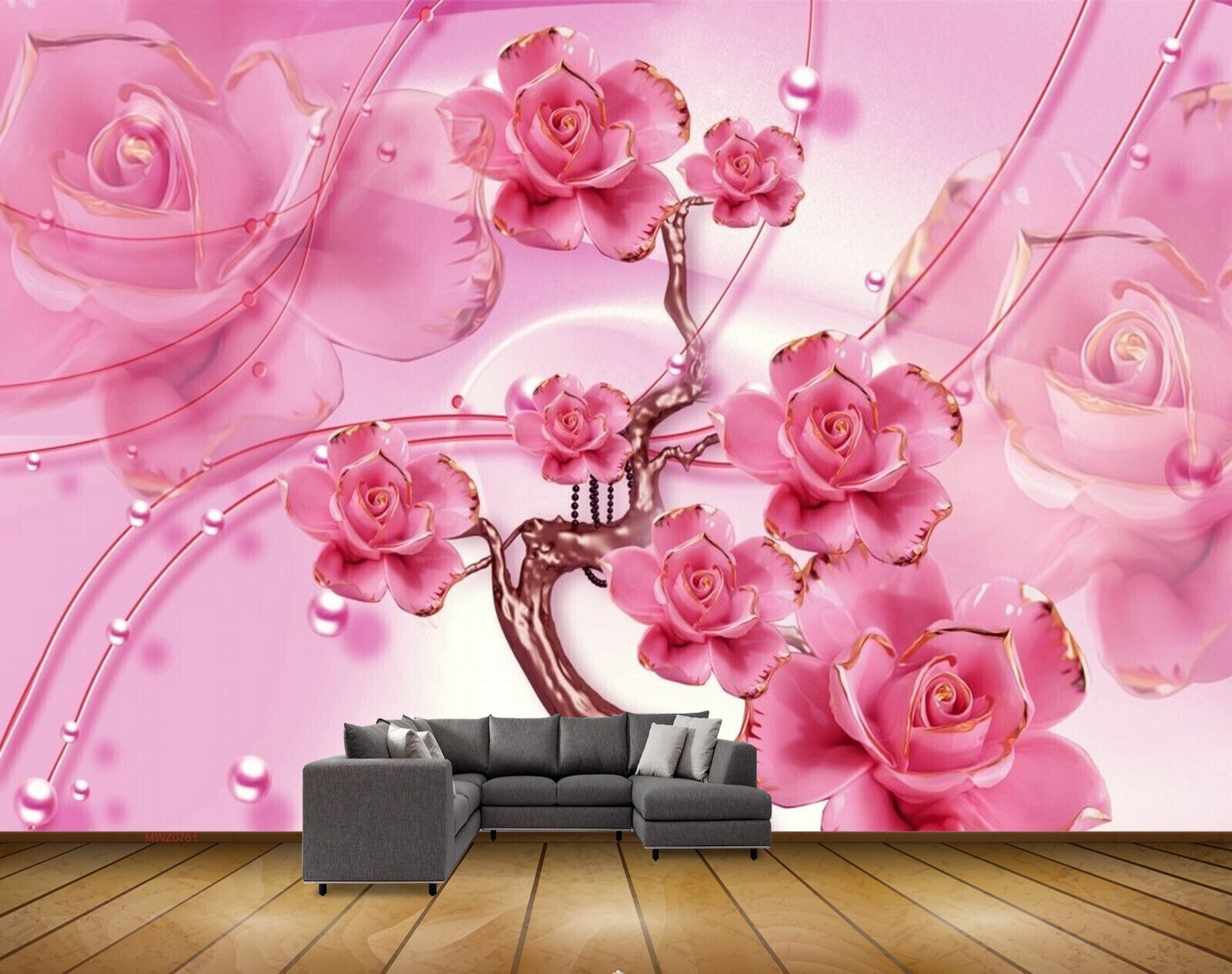 Avikalp MWZ0781 Pink Flowers Branches HD Wallpaper