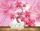 Avikalp MWZ0781 Pink Flowers Branches 3D HD Wallpaper