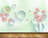 Avikalp MWZ0789 Pink Flowers Butterflies 3D HD Wallpaper
