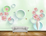 Avikalp MWZ0789 Pink Flowers Butterflies 3D HD Wallpaper