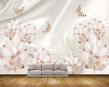 Avikalp MWZ0793 White Flowers Butterfles 3D HD Wallpaper