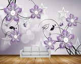 Avikalp MWZ0794 Violet Flowers Butterflies HD Wallpaper
