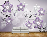 Avikalp MWZ0794 Violet Flowers Butterflies 3D HD Wallpaper