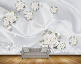 Avikalp MWZ0800 White Flowers Leaves Butterflies HD Wallpaper