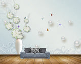 Avikalp MWZ0805 White Flowers Butterflies HD Wallpaper