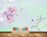 Avikalp MWZ0807 Pink Green Flowers Butterflies HD Wallpaper