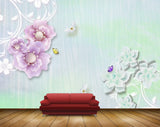 Avikalp MWZ0807 Pink Green Flowers Butterflies 3D HD Wallpaper