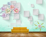 Avikalp MWZ0808 Pink Purple Blue Flowers Fishes 3D HD Wallpaper