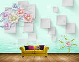 Avikalp MWZ0808 Pink Purple Blue Flowers Fishes 3D HD Wallpaper