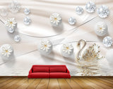 Avikalp MWZ0814 White Flowers Crane HD Wallpaper