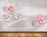 Avikalp MWZ0816 Pink Purple White Flowers 3D HD Wallpaper