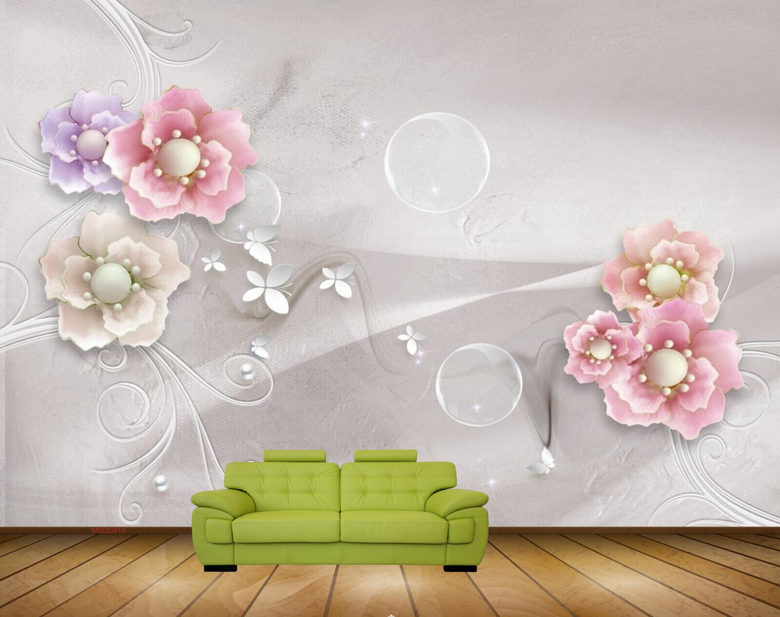 Avikalp MWZ0816 Pink Purple White Flowers 3D HD Wallpaper