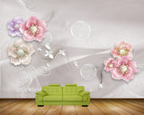 Avikalp MWZ0816 Pink Purple White Flowers 3D HD Wallpaper
