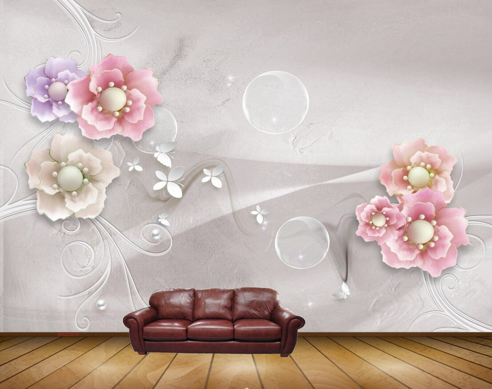 Avikalp MWZ0816 Pink Purple White Flowers 3D HD Wallpaper