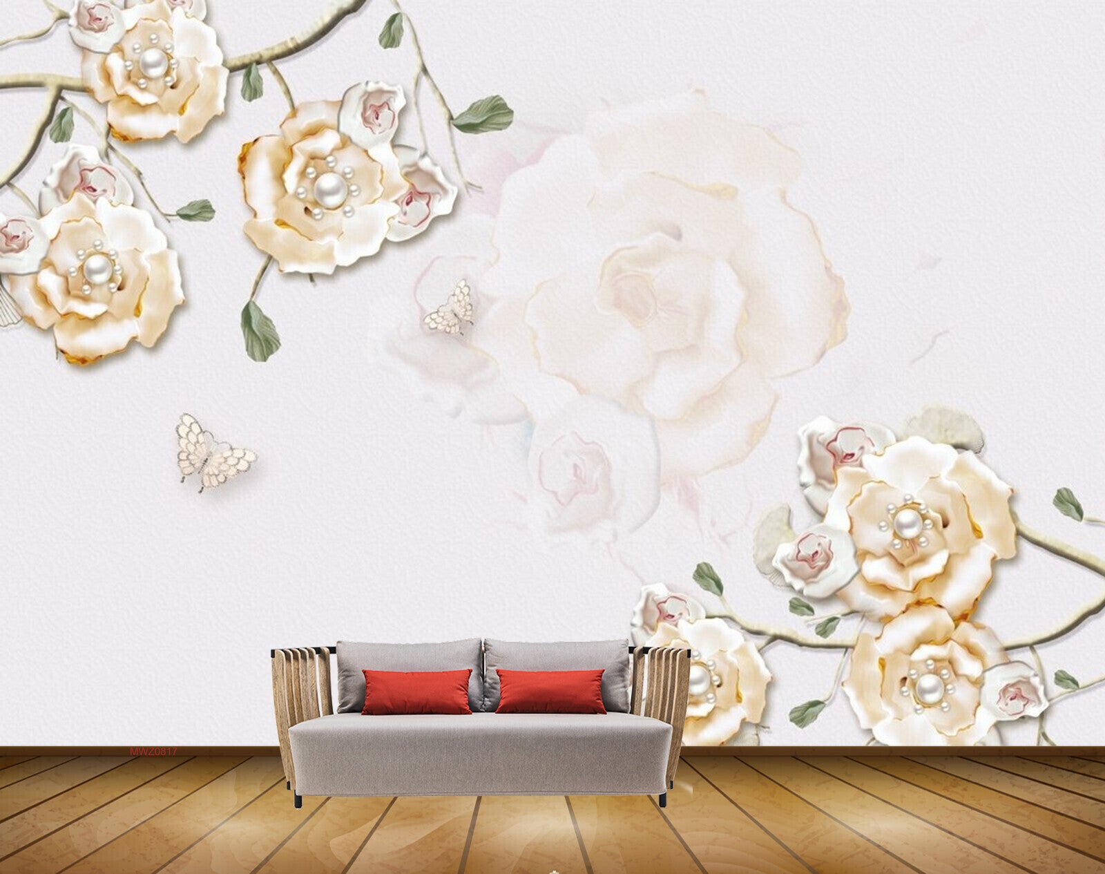 Avikalp MWZ0817 White Yellow flowers Leaves 3D HD Wallpaper