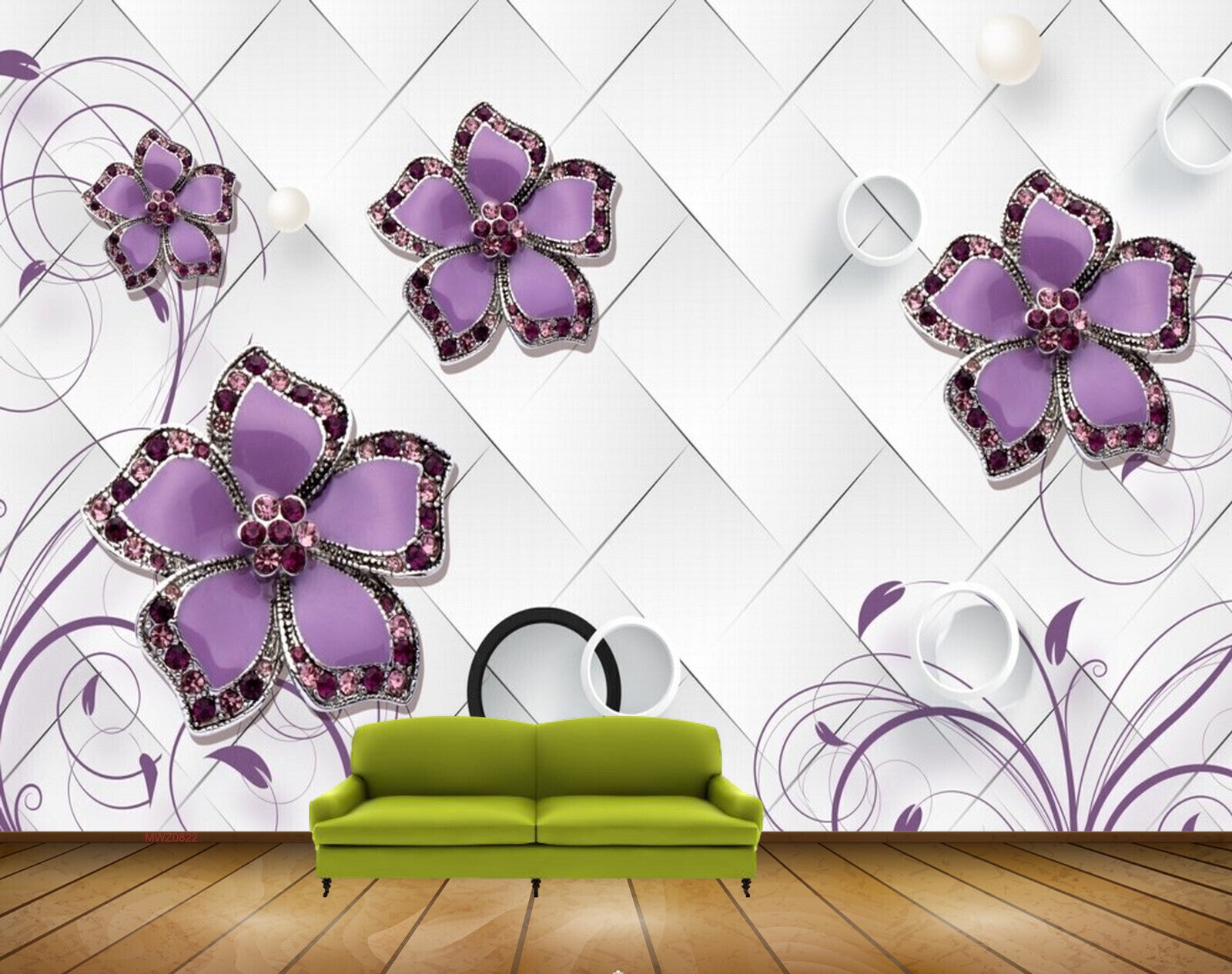 Avikalp MWZ0822 Purple Flowers Plants 3D HD Wallpaper