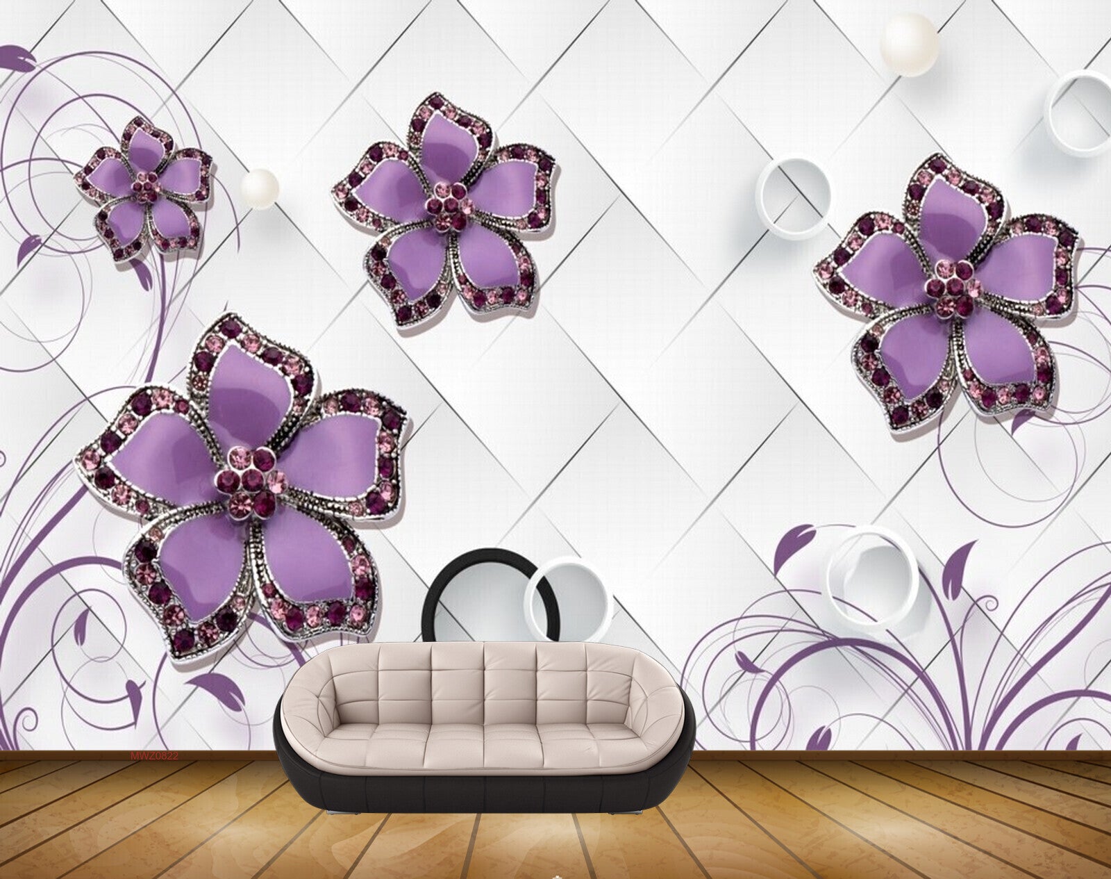 Avikalp MWZ0822 Purple Flowers Plants 3D HD Wallpaper