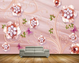 Avikalp MWZ0823 Pink Flowers Butterflies Plants 3D HD Wallpaper