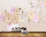 Avikalp MWZ0830 Pink Orange Flowers Leaves HD Wallpaper