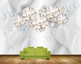 Avikalp MWZ0831 White Flowers Butterflies HD Wallpaper