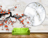 Avikalp MWZ0834 Orange Flowers Branches Moon HD Wallpaper