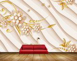 Avikalp MWZ0836 White Yellow Flowers Ducks Butterflies 3D HD Wallpaper