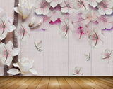 Avikalp MWZ0840 Pink White Flowers Trees 3D HD Wallpaper