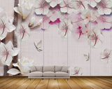 Avikalp MWZ0840 Pink White Flowers Trees 3D HD Wallpaper
