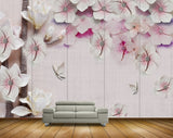 Avikalp MWZ0840 Pink White Flowers Trees 3D HD Wallpaper
