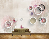 Avikalp MWZ0850 Pink Whiite Flowers Butterflies HD Wallpaper